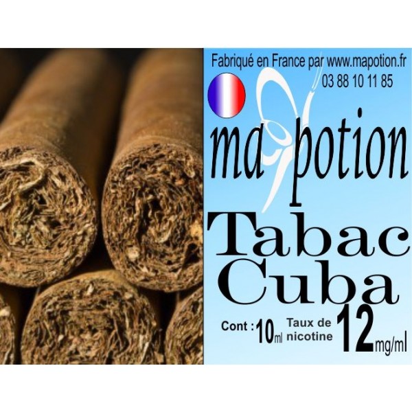 E-Liquide TABAC Cuba, Eliquide Français, recharge liquide pour cigarette électronique, Ecig