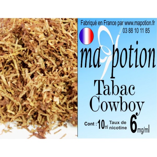 E-Liquide TABAC Cowboy, Eliquide Français, recharge liquide pour cigarette électronique, Ecig