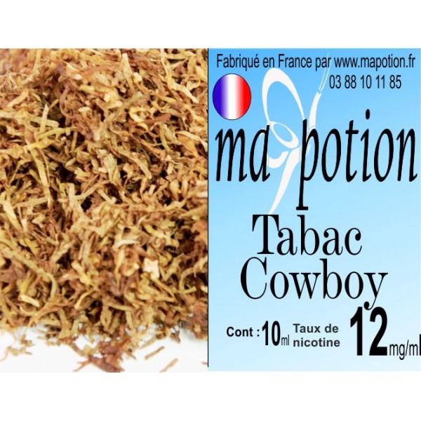 E-Liquide TABAC Cowboy, Eliquide Français, recharge liquide pour cigarette électronique, Ecig