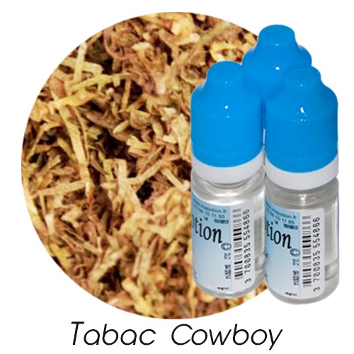 Lot de 3 E-Liquide TABAC Cowboy, Eliquide Français Ma Potion, recharge cigarette électronique, Ecig Sans nicotine ni tabac