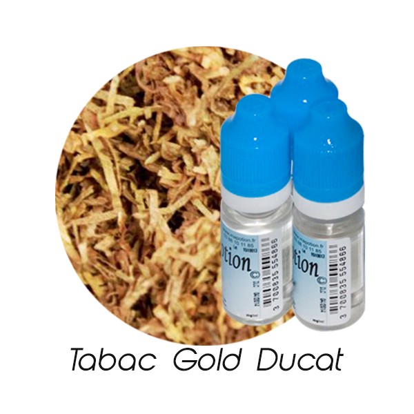 Lot de 3 E-Liquide TABAC Gold Ducat, Eliquide Français Ma Potion, recharge cigarette électronique. Sans nicotine ni tabac