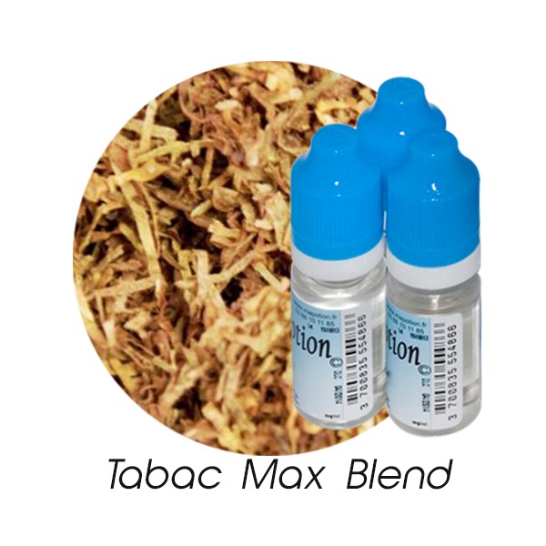 Lot de 3 E-Liquide TABAC Max Blend, Eliquide Français Ma Potion, recharge liquide cigarette électronique. Sans nicotine ni tabac