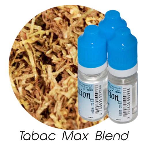 Lot de 3 E-Liquide TABAC Max Blend, Eliquide Français Ma Potion, recharge liquide cigarette électronique. Sans nicotine ni tabac