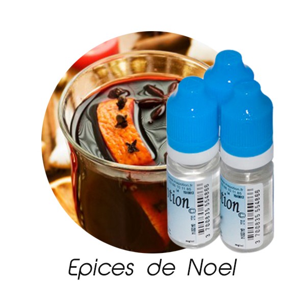 Lot de 3 E-Liquide Epices de noel, Eliquide Français Ma Potion, recharge liquide cigarette électronique. Sans nicotine ni tabac