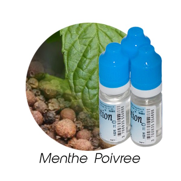 Lot de 3 E-Liquide Menthe Poivrée, Eliquide Français Ma Potion, recharge liquide cigarette électronique. Sans nicotine ni tabac