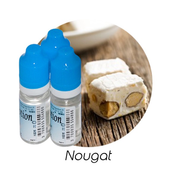 Lot de 3 E-Liquide Nougat, Eliquide Français Ma Potion, recharge liquide cigarette électronique. Sans nicotine ni tabac