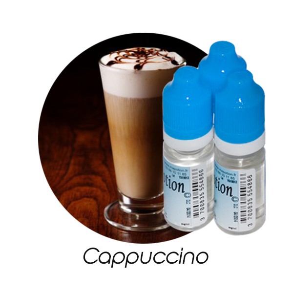 Lot de 3 E-Liquide Cappuccino, Eliquide Français Ma Potion, recharge liquide cigarette électronique. Sans nicotine ni tabac