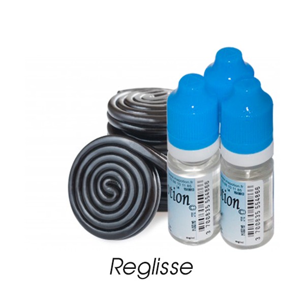 Lot de 3 E-Liquide Réglisse, Eliquide Français Ma Potion, recharge liquide cigarette électronique. Sans nicotine ni tabac