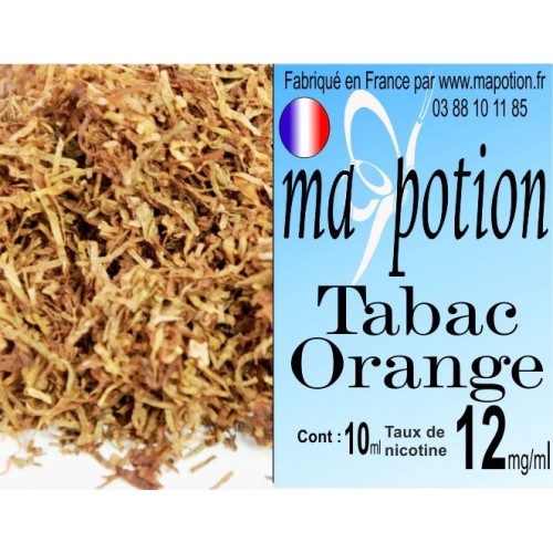E-Liquide TABAC Orange, Eliquide Français, recharge liquide pour cigarette électronique, Ecig