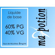 Liquide de base 60/40 6mg, 10 flacons de 10ml, pour fabrication de E-Liquides DIY