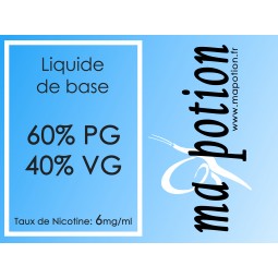 Liquide de base 60/40 6mg, 10 flacons de 10ml, pour fabrication de E-Liquides DIY