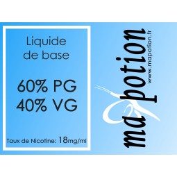 Liquide de base 60/40 18mg, 10 flacons de 10ml, pour fabrication de E-Liquides DIY