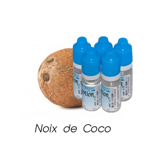 Lot de 5 E-Liquide Fruit Noix de coco, Eliquide Français Ma Potion, recharge cigarette électronique. Sans nicotine ni tabac