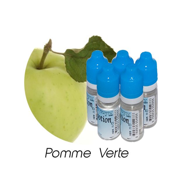 Lot de 5 E-Liquide Fruit Pomme Verte, Eliquide Français Ma Potion, recharge cigarette électronique. Sans nicotine ni tabac