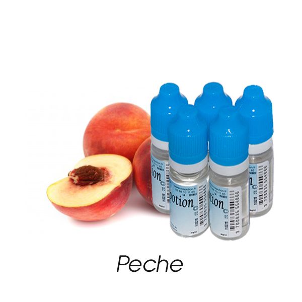 Lot de 5 E-Liquide Fruit Pêche, Eliquide Français Ma Potion, recharge liquide cigarette électronique. Sans nicotine ni tabac