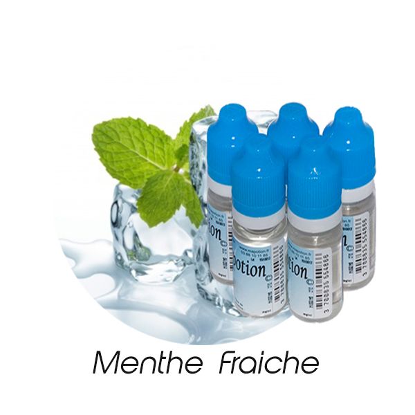 Lot de 5 E-Liquide Menthe Fraîche, Eliquide Français Ma Potion, recharge liquide cigarette électronique. Sans nicotine ni tabac
