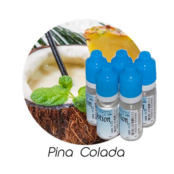 Lot de 5 E-Liquide Pina colada Eliquide Français Ma Potion, recharge liquide cigarette électronique. Sans nicotine ni tabac