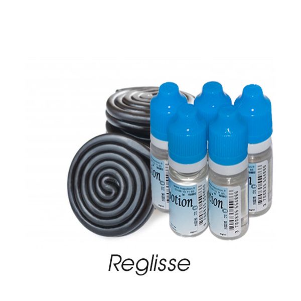 Lot de 5 E-Liquide Réglisse, Eliquide Français Ma Potion, recharge liquide cigarette électronique. Sans nicotine ni tabac