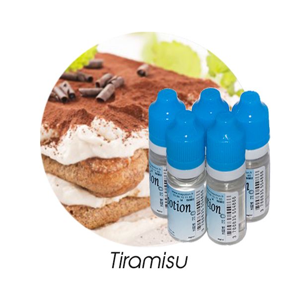 Lot de 5 E-Liquide Tiramisu, Eliquide Français Ma Potion, recharge liquide cigarette électronique. Sans nicotine ni tabac