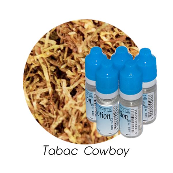 Lot de 5 E-Liquide TABAC Cowboy, Eliquide Français Ma Potion, recharge cigarette électronique, Ecig Sans nicotine ni tabac