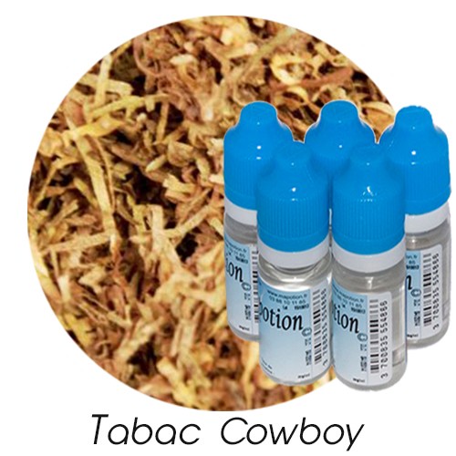 Lot de 5 E-Liquide TABAC Cowboy, Eliquide Français Ma Potion, recharge cigarette électronique, Ecig Sans nicotine ni tabac