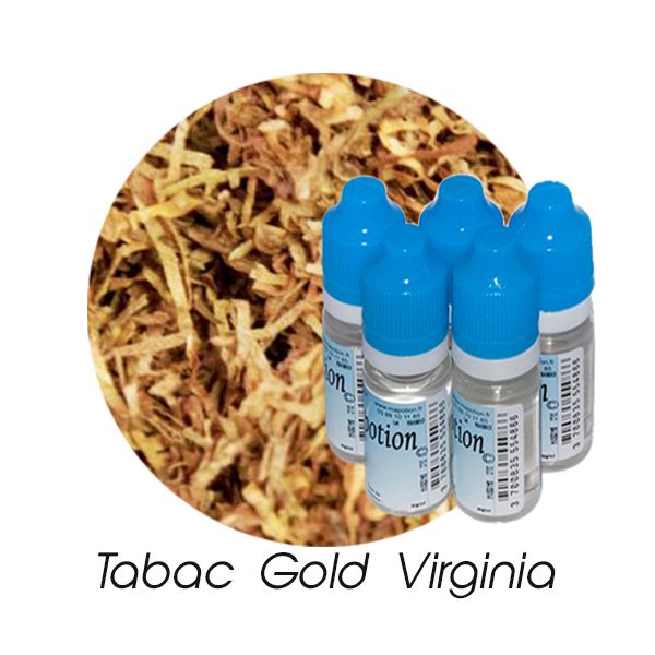 Lot de 5 E-Liquide TABAC Gold Virginia, Eliquide Français Ma Potion, recharge cigarette électronique. Sans nicotine ni tabac