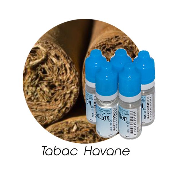 Lot de 5 E-Liquide TABAC Havane, Eliquide Français Ma Potion, recharge liquide cigarette électronique. Sans nicotine ni tabac