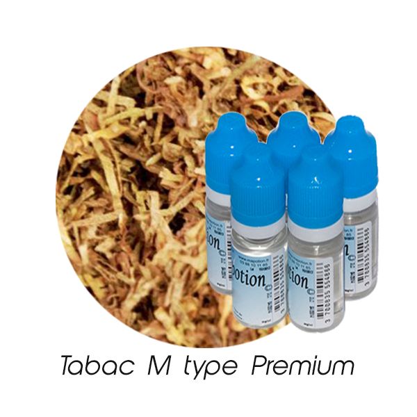 Lot de 5 E-Liquide TABAC M type Premium, Eliquide Français Ma Potion, recharge cigarette électronique. Sans nicotine ni tabac