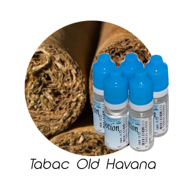 Lot de 5 E-Liquide TABAC Old Havana, Eliquide Français Ma Potion, recharge cigarette électronique. Sans nicotine ni tabac