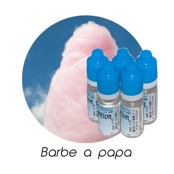 Lot de 5 E-Liquide Barbe a papa, Eliquide Français Ma Potion, recharge liquide cigarette électronique. Sans nicotine ni tabac