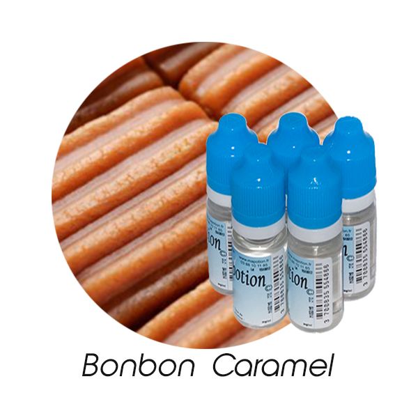 Lot de 5 E-Liquide Bonbon Caramel, Eliquide Français Ma Potion, recharge liquide cigarette électronique. Sans nicotine ni tabac