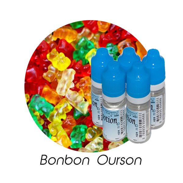 Lot de 5 E-Liquide Bonbon ourson, Eliquide Français Ma Potion, recharge liquide cigarette électronique. Sans nicotine ni tabac