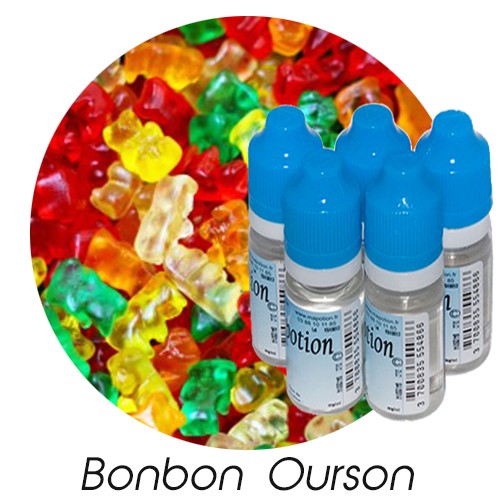 Lot de 5 E-Liquide Bonbon ourson, Eliquide Français Ma Potion, recharge liquide cigarette électronique. Sans nicotine ni tabac