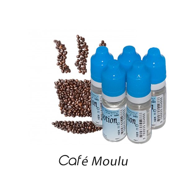 Lot de 5 E-Liquide Café moulu, Eliquide Français Ma Potion, recharge liquide cigarette électronique. Sans nicotine ni tabac
