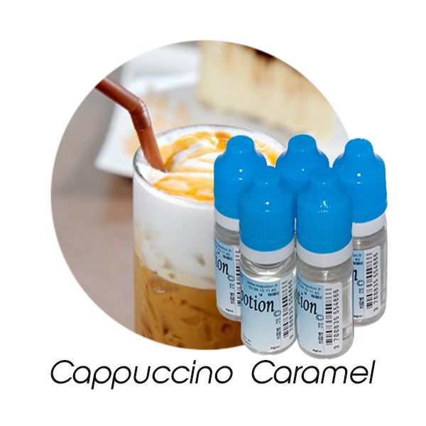 Lot de 5 E-Liquide Cappuccino Caramel, Eliquide Français Ma Potion, recharge liquide cigarette électronique- Sans nicotine ni