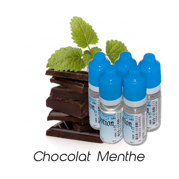 Lot de 5 E-Liquide Chocolat Menthe, Eliquide Français Ma Potion, recharge liquide cigarette électronique. Sans nicotine ni tabac