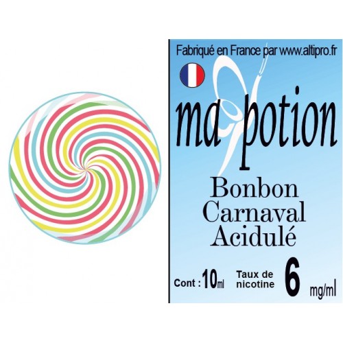 E-Liquide Saveur Bonbon Carnaval Acidulé, Eliquide Français, recharge liquide pour cigarette électronique, Ecig